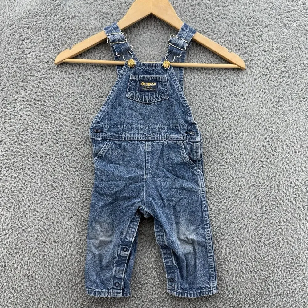Oshkosh B'gosh Y2K Fleece Blue‎ Denim Bib Overalls Toddler Size 24 Months READ